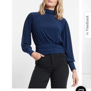 Express Navy Mock Neck Top